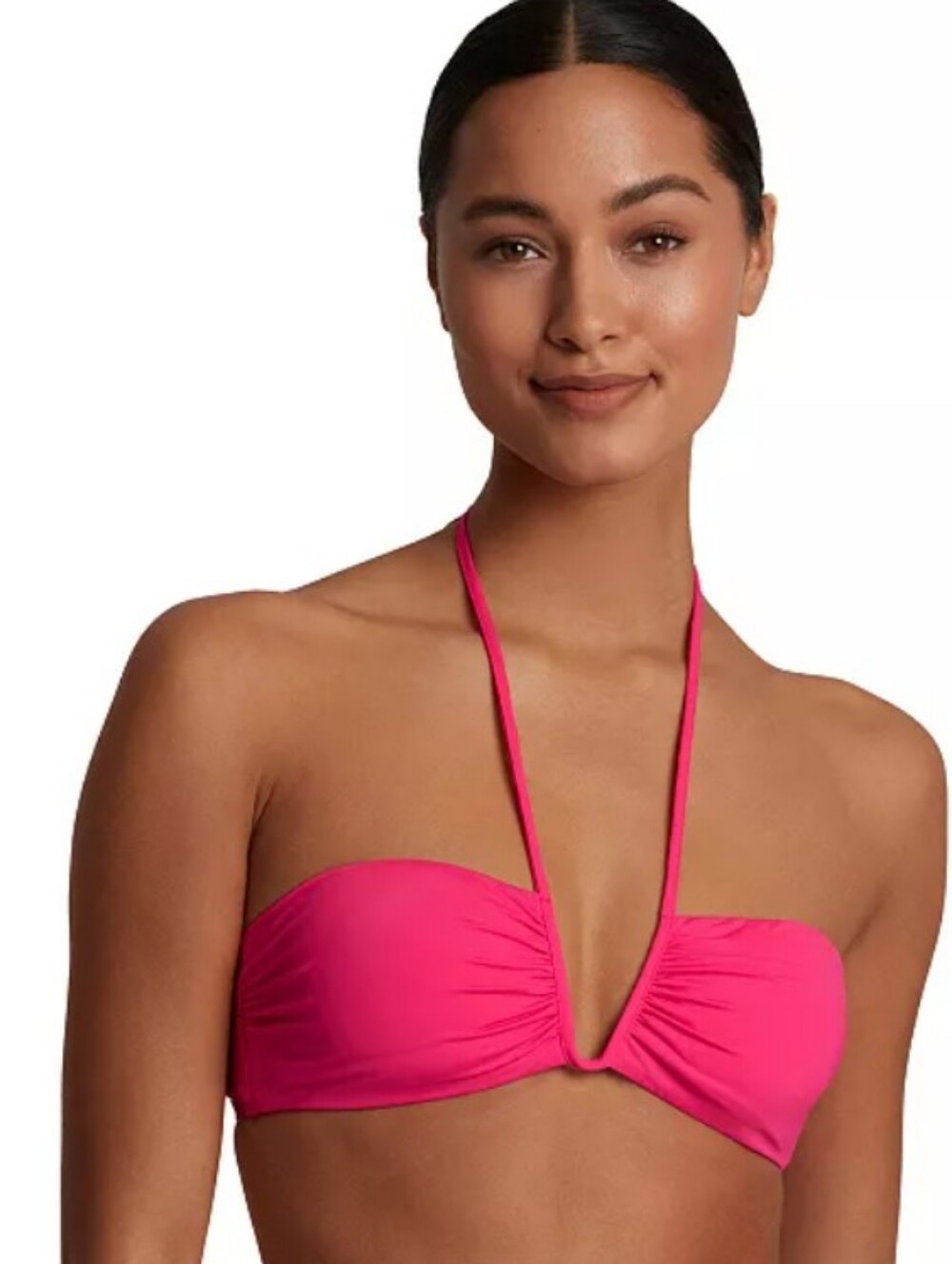 Lauren Ralph Lauren Shirred V-Wire Bikini TOP "Only" SIZE 8 Hot PINK NWT